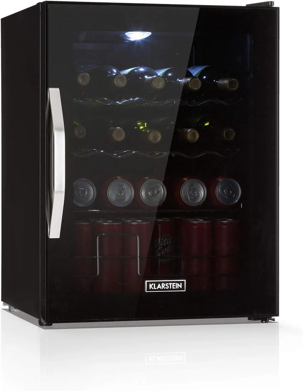Bild von Klarstein Mini Kühlschrank mit Glastür und 60 Litern, leise, mit verstellbaren Ablagen und Wellenform-Racks