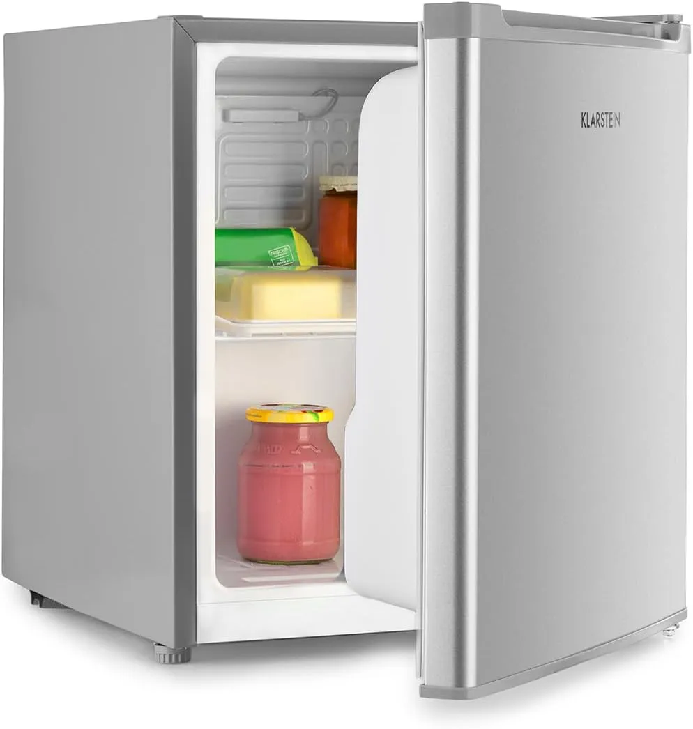 Bild von Klarstein Scooby Mini-Kühlschrank mit 40 Litern Fassungsvermögen, Temperaturregler und herausnehmbaren Regalen, leise mit 41 dB, in Weiß