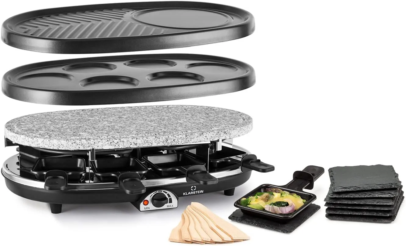 Bild von Klarstein Steaklette Raclette für 8 Personen mit 1500 Watt und stufenloser Temperaturregelung