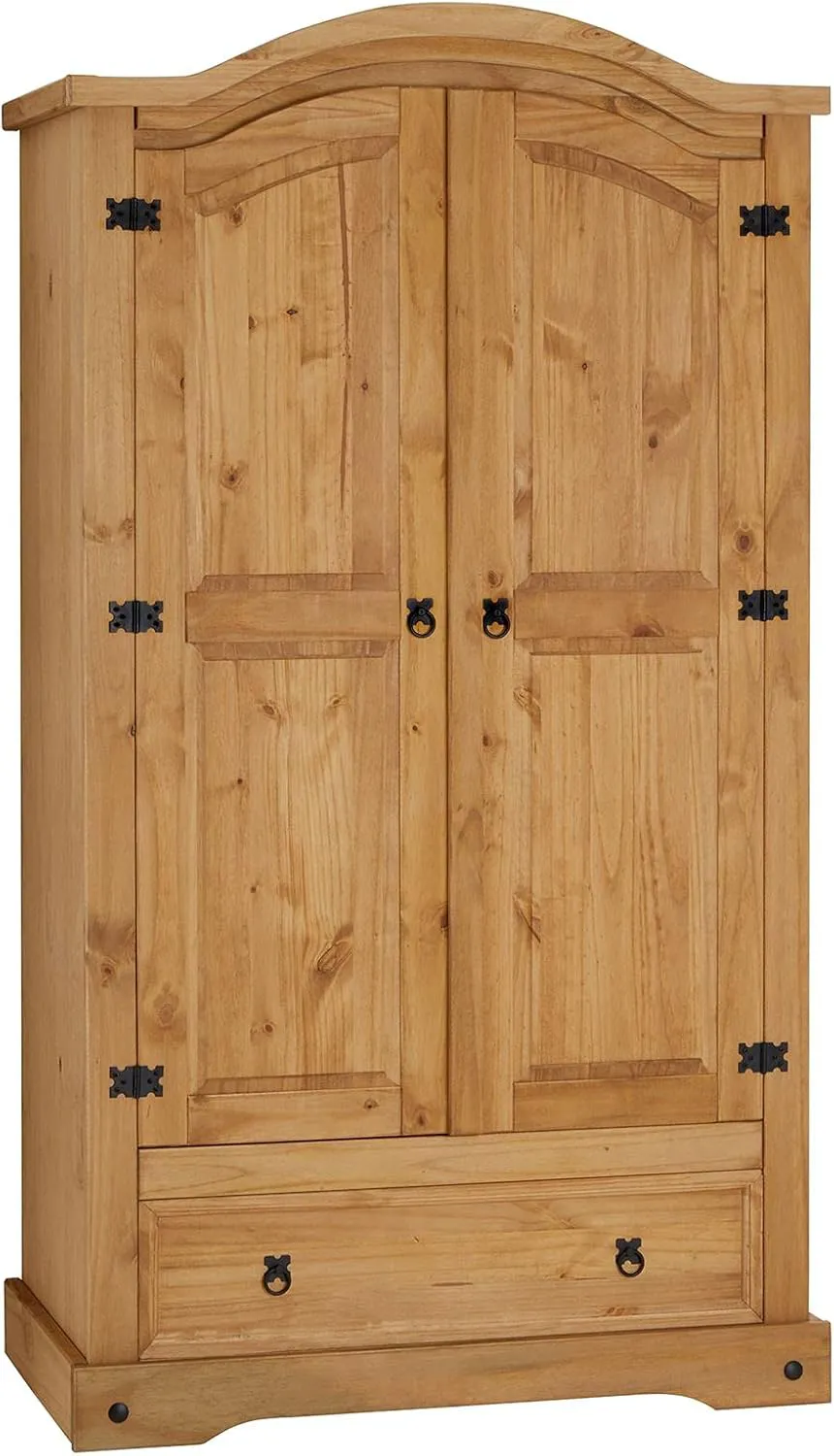 Bild von Kleiderschrank Salsa aus massivem Kiefernholz mit 2 Türen und 1 Schublade