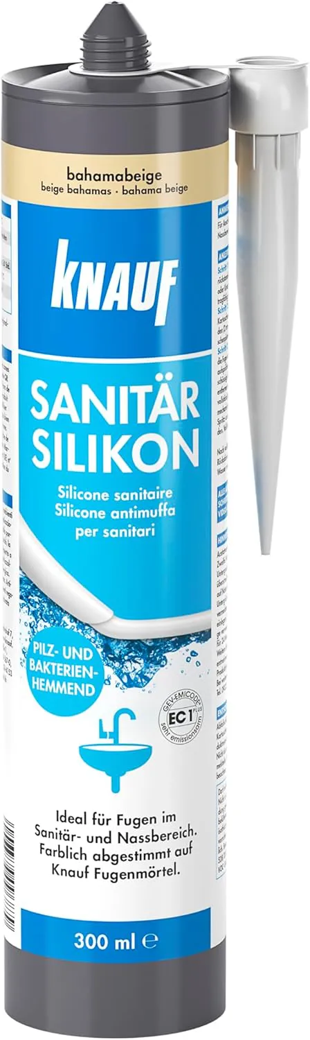 Bild von Knauf Sanitär-Silikon in Bahamabeige, 300 ml, für Bad und Dusche, wasserfest und schimmelresistent