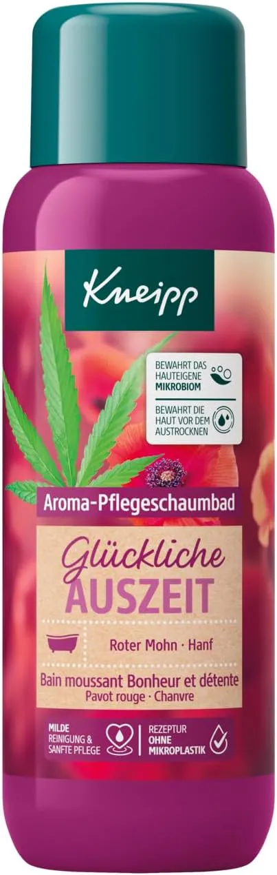 Bild von Kneipp Aroma-Pflegeschaumbad Glückliche Auszeit mit natürlichen Ölen aus Rotem Mohn und Hanf, 400ml