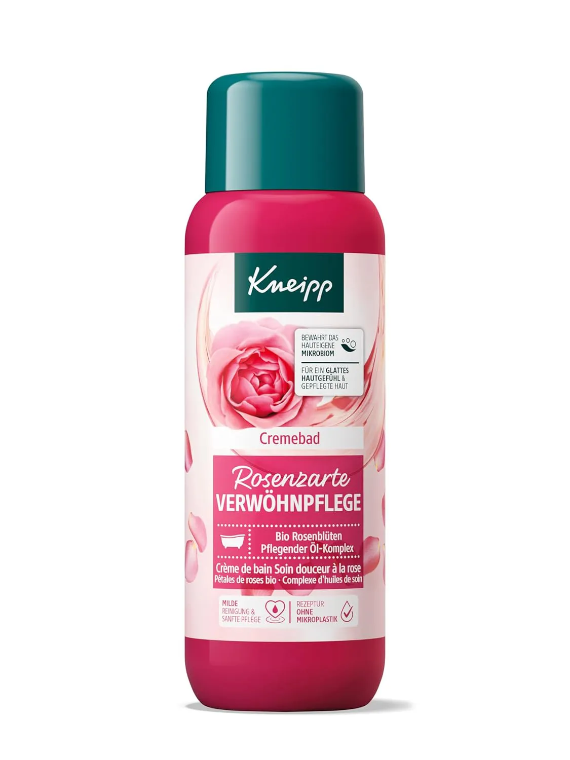 Bild von Kneipp Cremebad Rosenzarte Verwöhnpflege mit Bio Rosenblüten und pflegendem Öl-Komplex, 400 ml
