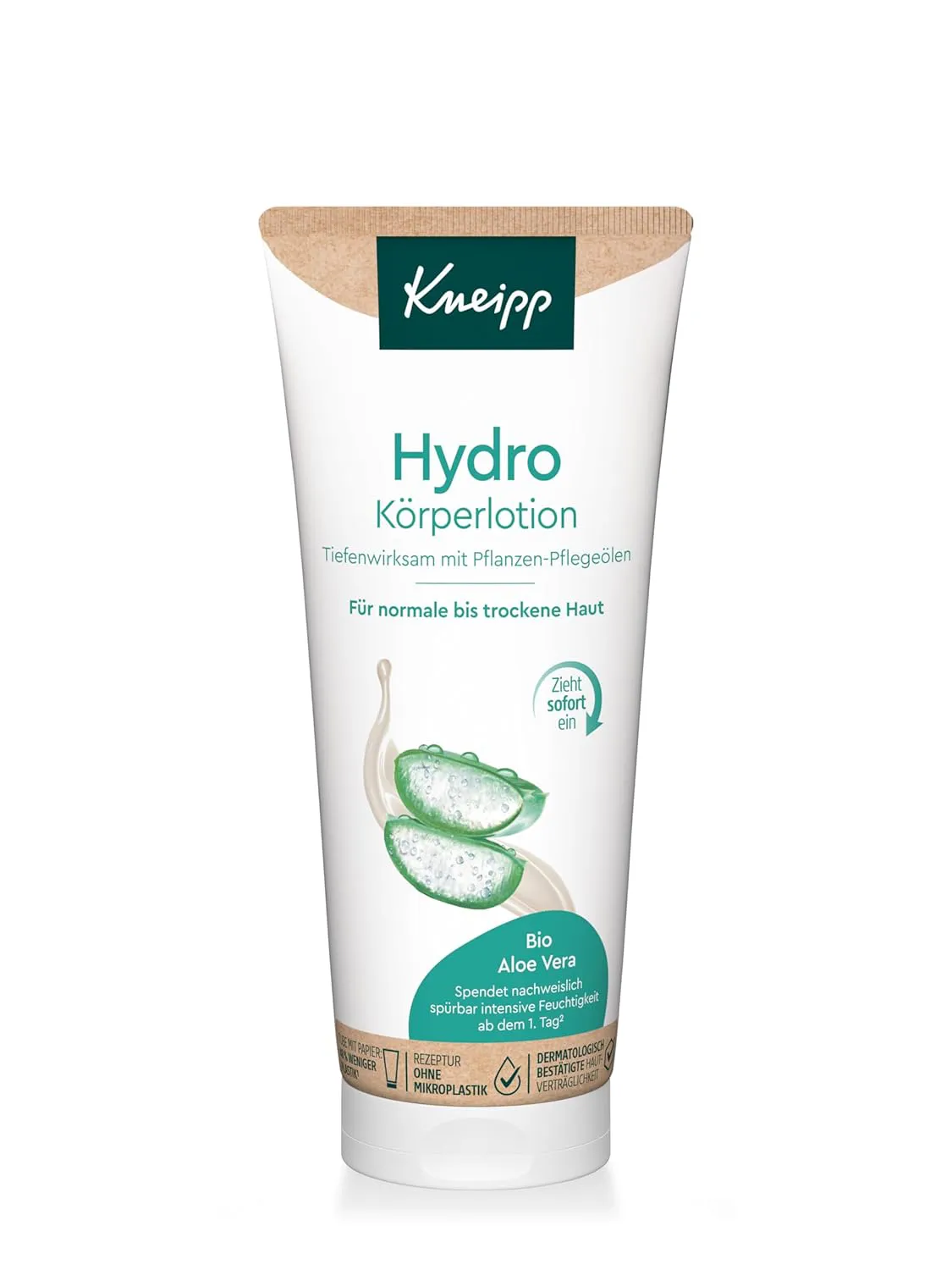 Bild von Kneipp Hydro Körperlotion mit Bio Aloe Vera und Panthenol für normale bis trockene Haut, 200ml