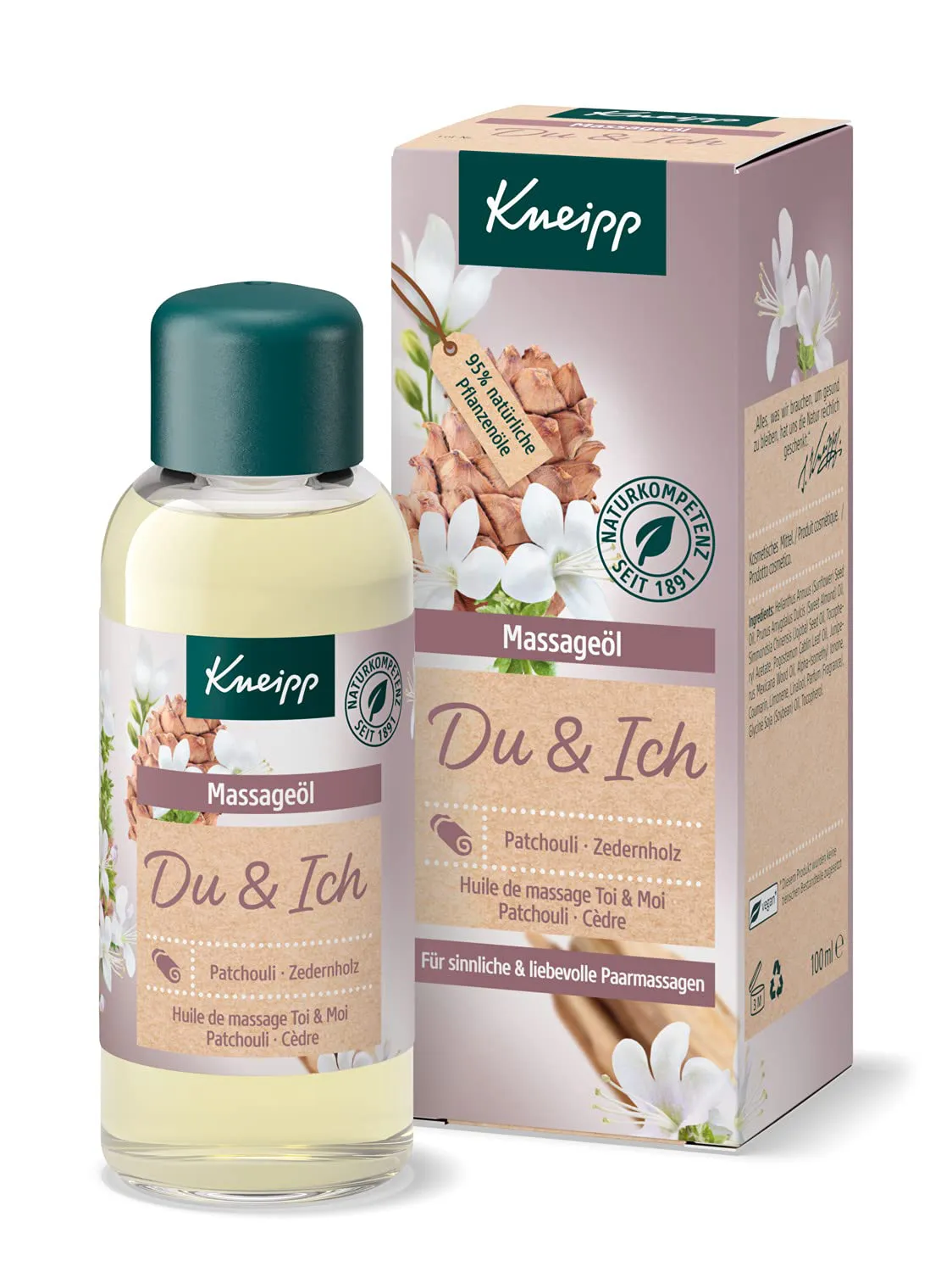 Bild von Kneipp Massageöl Du und Ich mit Patchouli und Zedernholz für Paarmassagen, vegan, 100 ml
