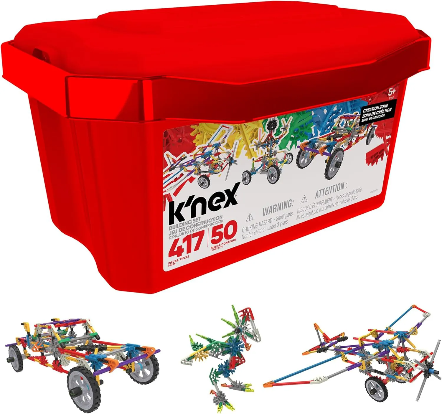 Bild von K'NEX 16511 Fantasie-Kreationsbereich mit 50 Modellen, 417-teiliges Lernset für Kinder ab 5 Jahren inkl. Aufbewahrungsbox