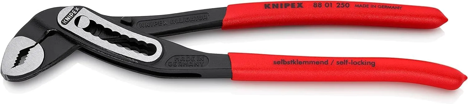 Bild von KNIPEX Alligator Wasserpumpenzange 250 mm mit Selbstklemm-Effekt für Muttern bis 46 mm und Rohre bis 50 mm, Artikelnummer 88 01 250