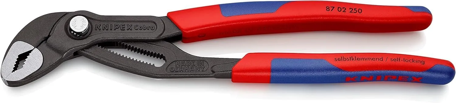 Bild von KNIPEX Cobra Wasserpumpenzange 250 mm mit Feinverstellung und einer Greifweite für Muttern bis 46 mm und Rohre bis 52 mm, Artikelnummer 87 02 250