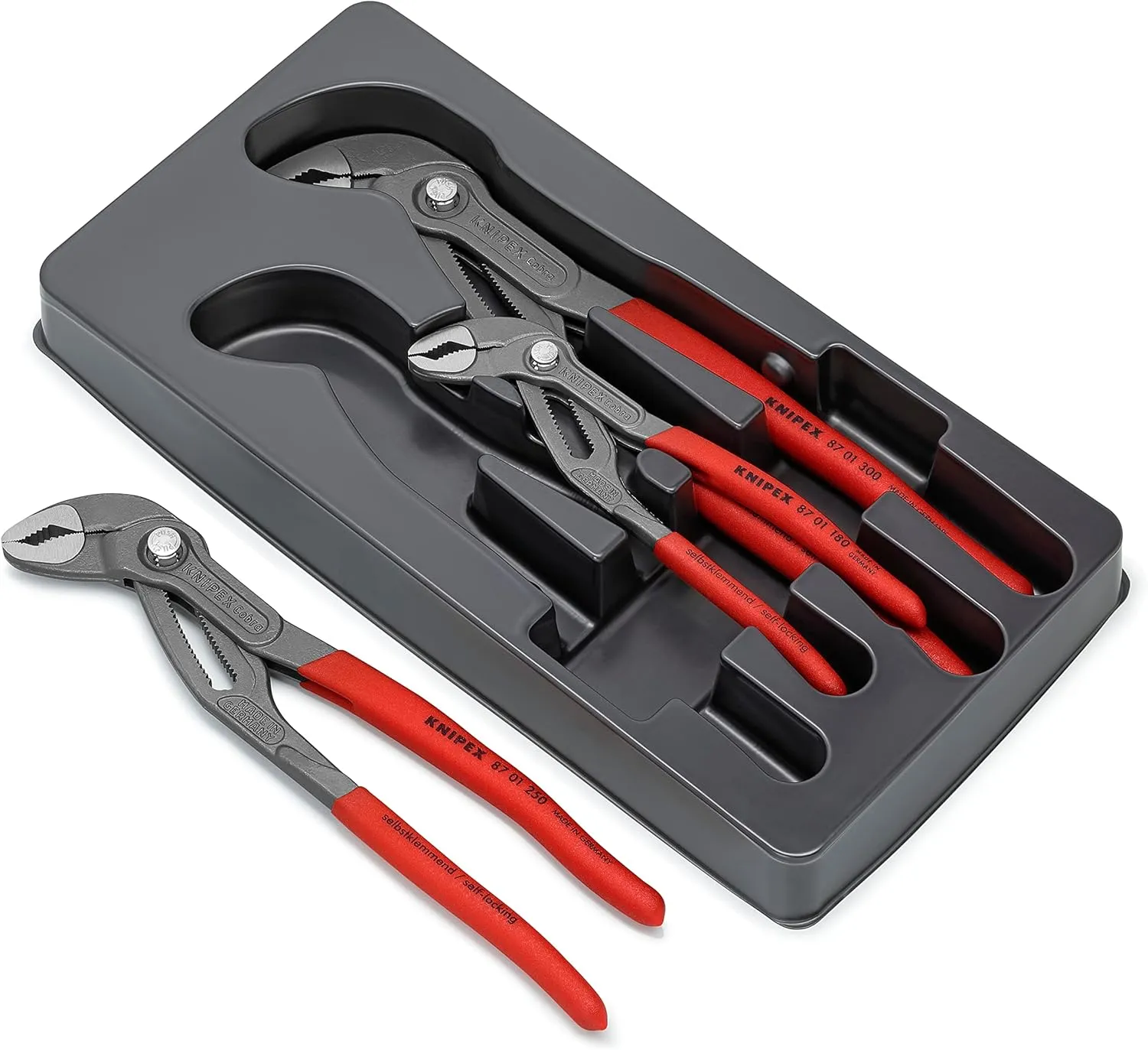 Bild von KNIPEX Cobra Zangen Set 3-teilig mit Selbstklemmeffekt für Wasserpumpenzangen von 150 bis 300 mm