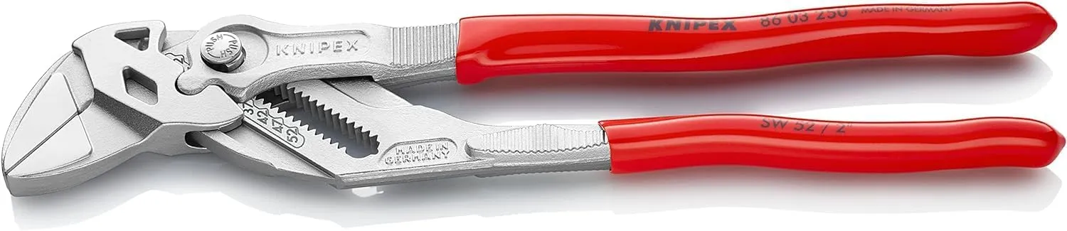 Bild von KNIPEX Zangenschlüssel 86 03 250 mit 250 mm Länge und stufenloser Greifweite bis 52 mm, Feinverstellung per Knopfdruck