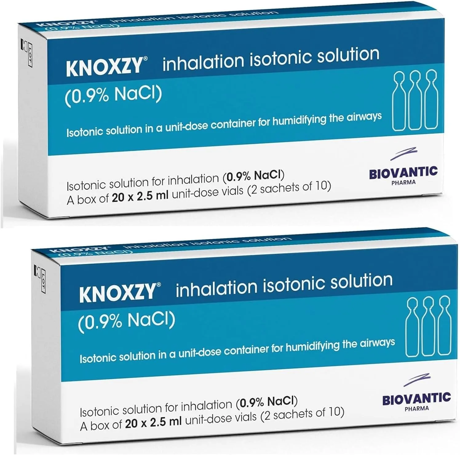 Bild von KNOXZY isotonische Kochsalzlösung 0,9% in 20 Einheitsdosen zu je 2,5 ml zur Befeuchtung der Atemwege im 2er-Pack