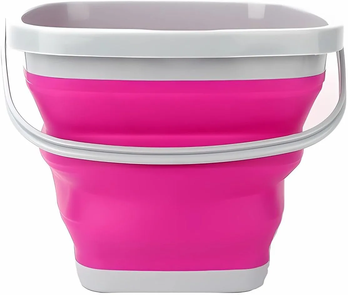 Bild von König Design Faltbarer Eimer in Pink mit 3 Litern, BPA-frei und ergonomischem Griff für Haushalt und Outdoor