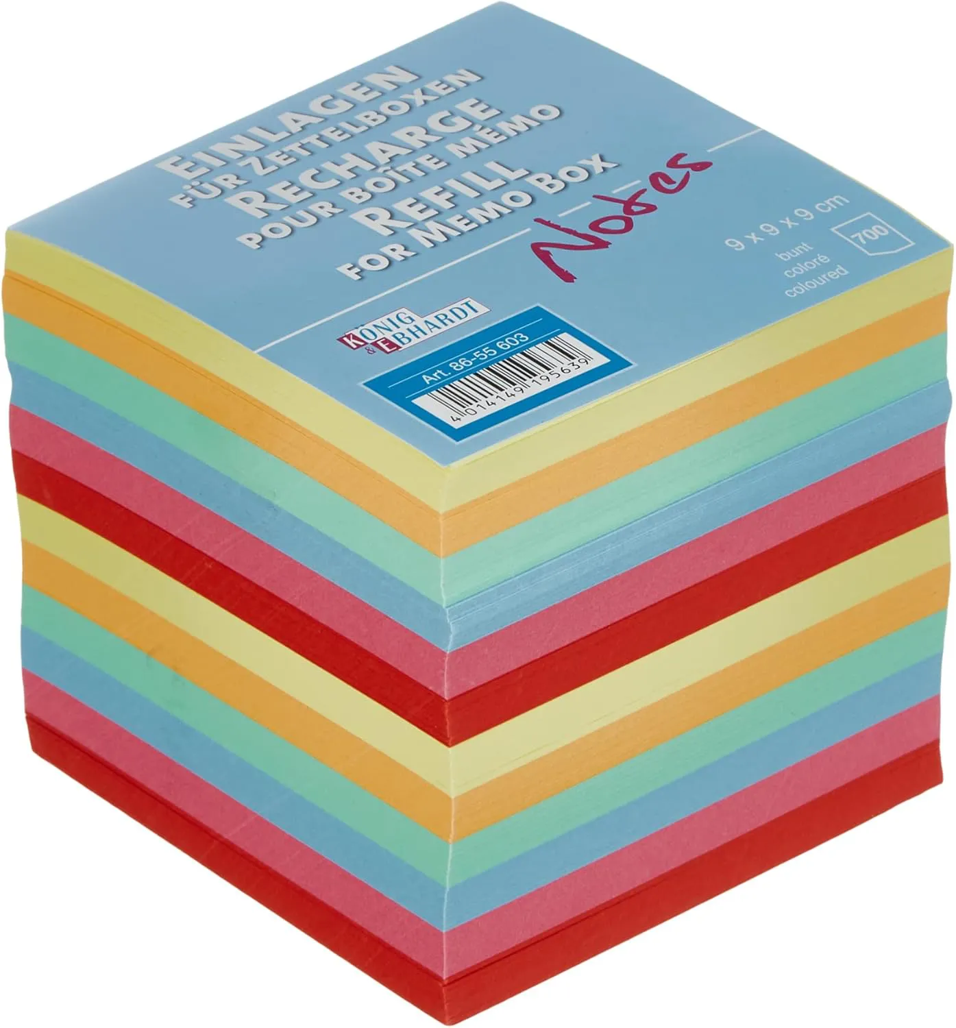 Bild von König & Ebhardt Ersatzeinlage für Zettelbox 8655603 mit 700 farbigen Blättern, 9 x 9 x 9 cm