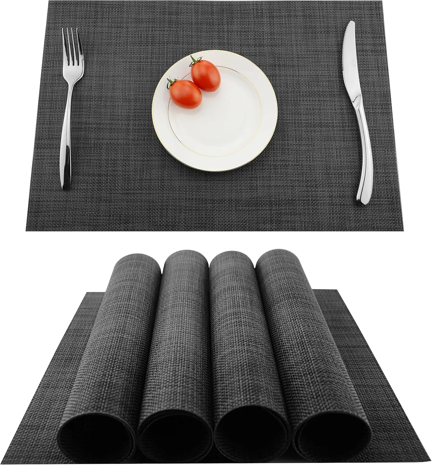 Bild von KOKAKO 4er Set rutschfeste und abwaschbare Platzsets in Dunkelgrau