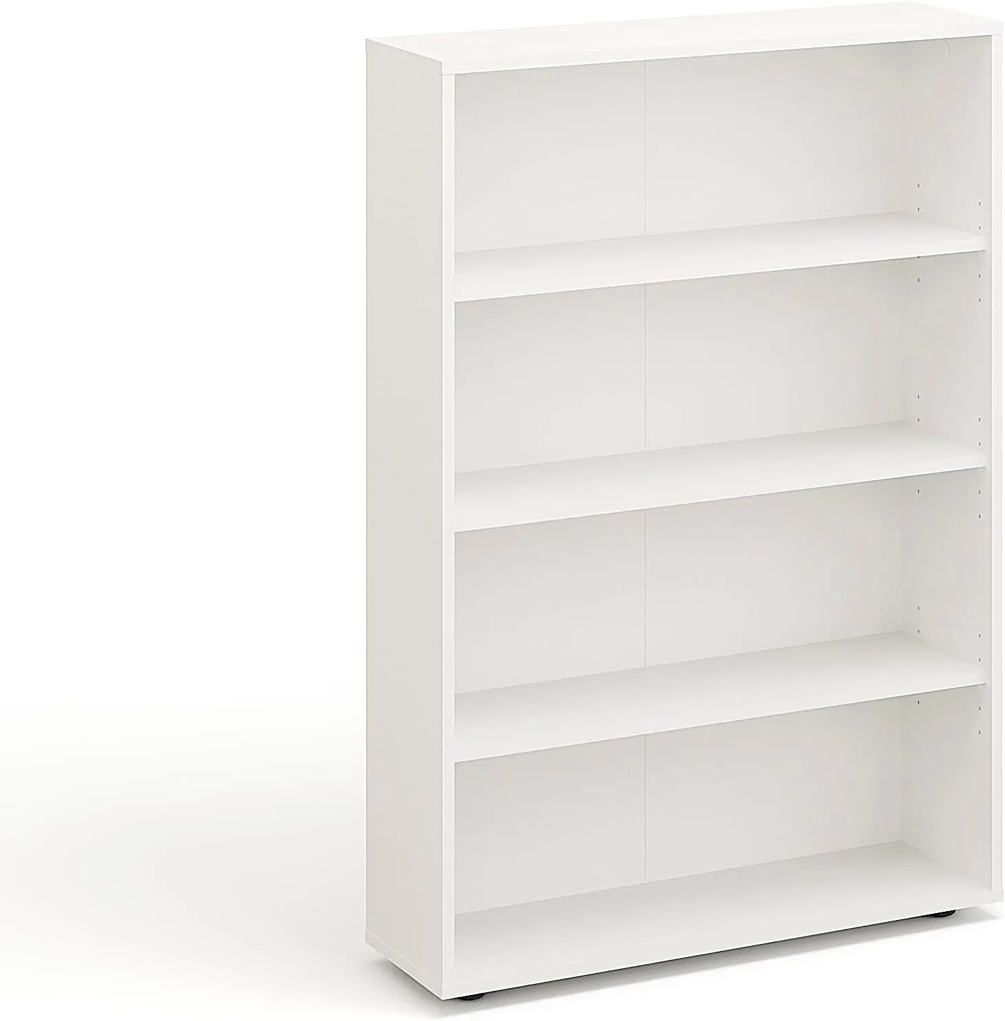 Bild von KOMTO Bücherregal in Weiß mit 4 höhenverstellbaren Ebenen, Maße 80 x 120 x 24 cm