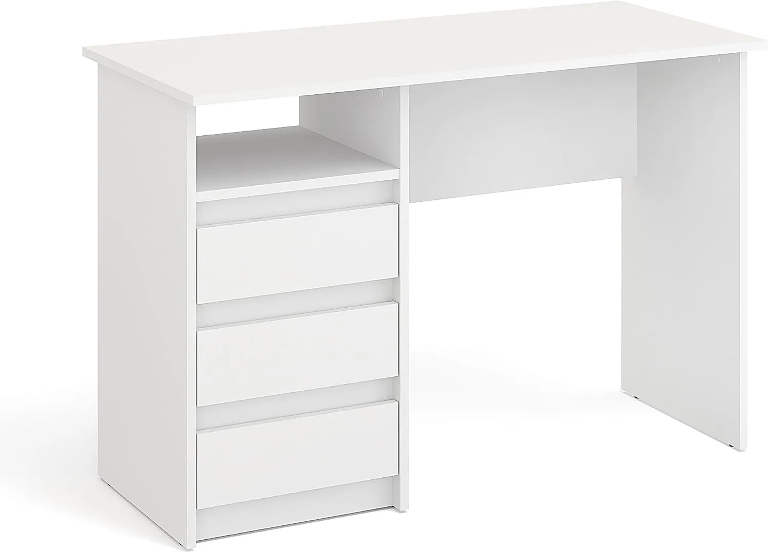Bild von KOMTO Oslo Schreibtisch in Weiß mit Schubladen, 110 x 50 x 74 cm, ideal für Büro und Kinderzimmer