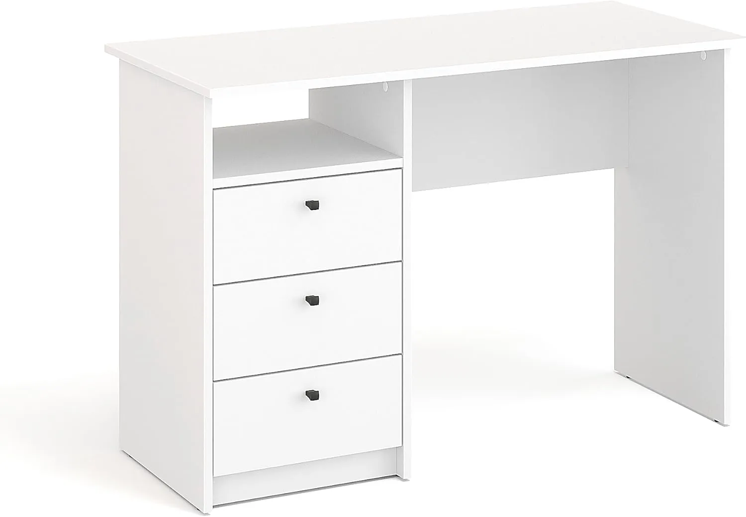 Bild von KOMTO Schreibtisch in Weiß mit Schubladen, modernem Design und Stauraum, Maße 110 x 50 x 74 cm