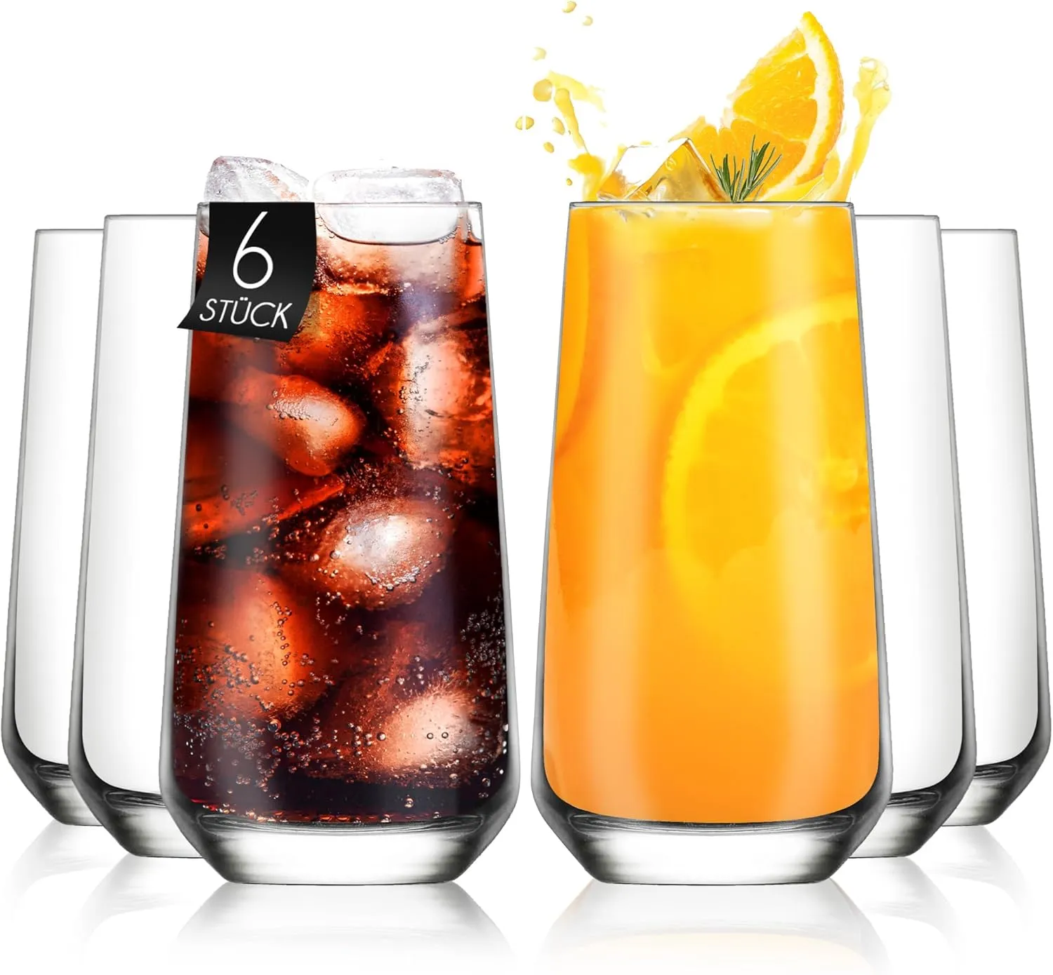 Bild von KONZEPT Trinkgläser Set mit 6 Longdrink- und Cocktailgläsern, 480 ml