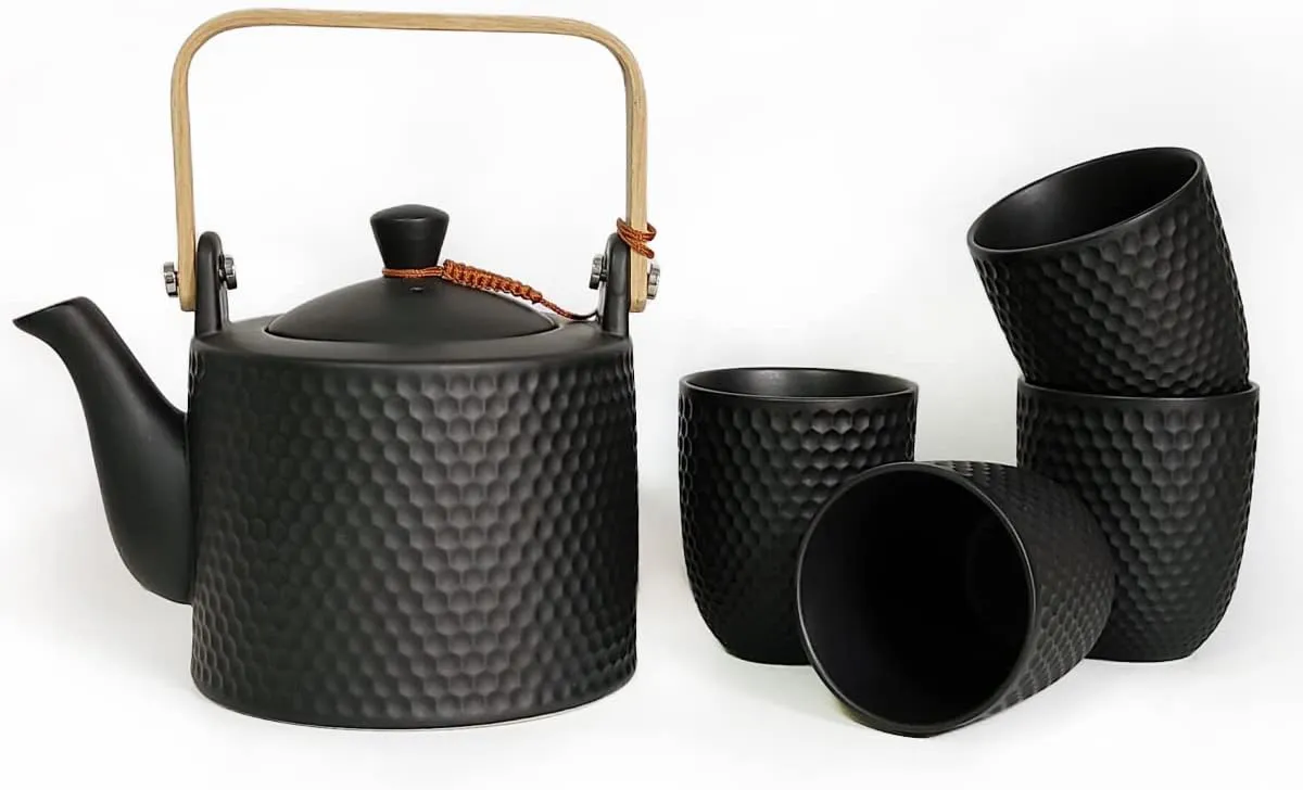 Bild von KOPYFANTAP Teekanne Set aus Keramik mit 900 ml Teekanne und 4 Teetassen à 180 ml für losen Tee