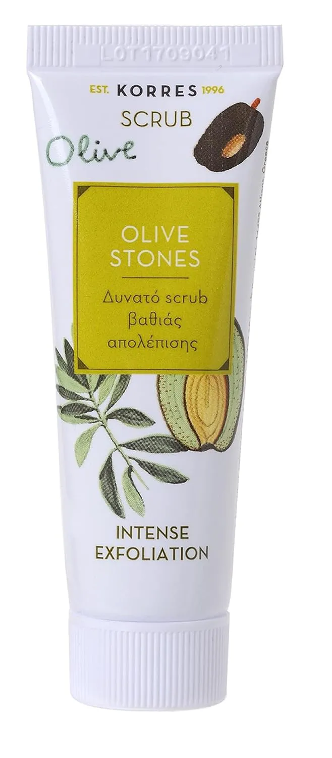 Bild von KORRES Olive Stones Scrub Beauty Shot, tiefenreinigende Peelingcreme für Veganer, 18 ml