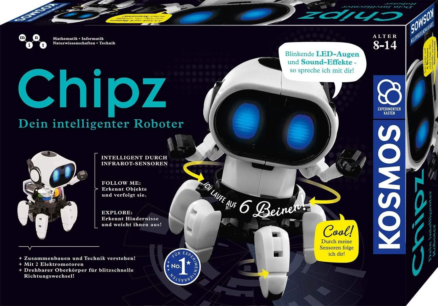 Bild von KOSMOS 621001 Chipz intelligenter Roboter für Kinder von 8 bis 14 Jahren mit Bewegungserkennung und Lichteffekten