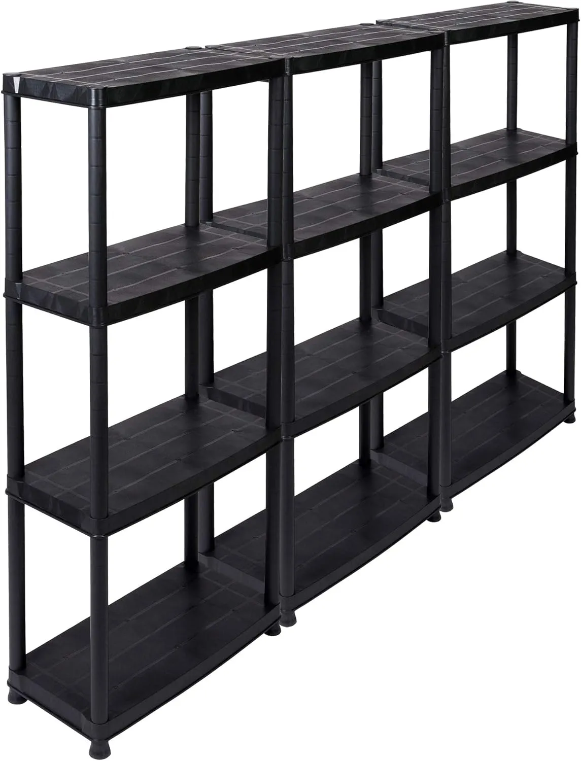 Bild von Kreher Kunststoffregal Set mit 3 Regalen, jeweils 4 Böden, max. 100 kg Tragkraft, in Schwarz, Maße 61 x 30,5 x 130 cm, TÜV Rheinland zertifiziert