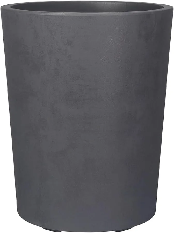 Bild von Kreher XL Pflanzkübel Millennium mit 48 Litern Volumen in Anthrazit, doppelwandig und pflegeleicht, Maße 43 x 53 cm