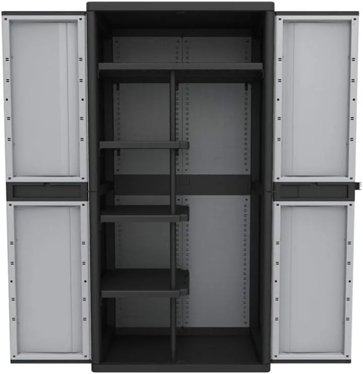 Bild von Kreher XXL Kunststoff Spindschrank mit abschließbaren Türen und Freifach für sperrige Gegenstände, Maße 89,7 x 53,7 x 180 cm