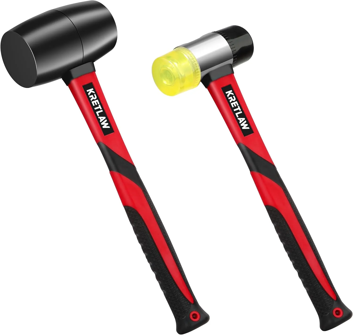Bild von KRETLAW 2tlg. Gummihammer-Set mit 450g Gummihammer und 35 mm doppelseitigem Hammer aus Fiberglas für Boden- und Holzbearbeitung