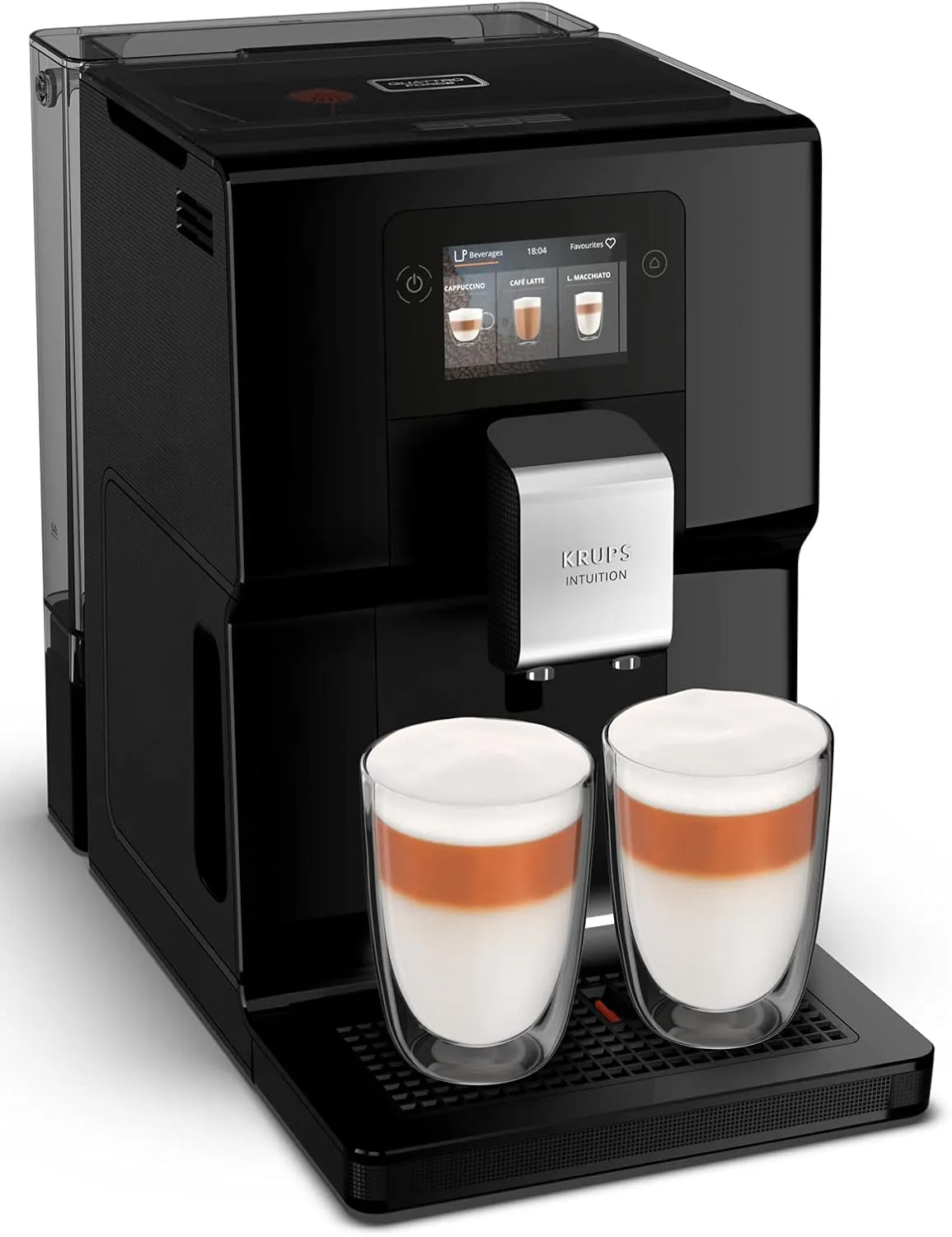 Bild von Krups EA872810 Kaffeevollautomat in Schwarz mit Milchschlauch, 11 Getränken und 2-Tassen-Funktion