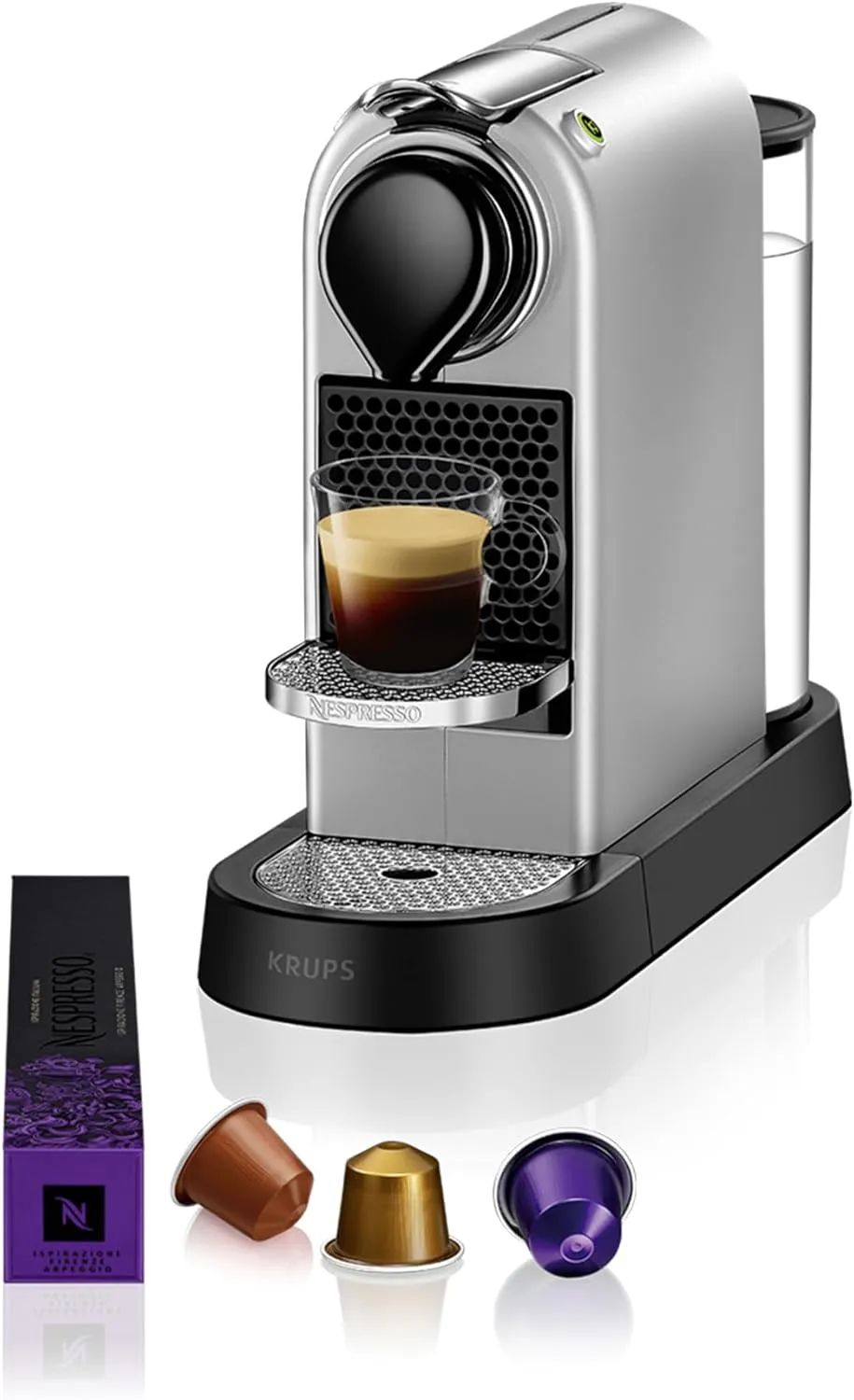 Bild von Krups Nespresso XN741B Kaffeemaschine mit 1 Liter Wassertank und automatischer Abschaltung in Silber, 1260 Watt