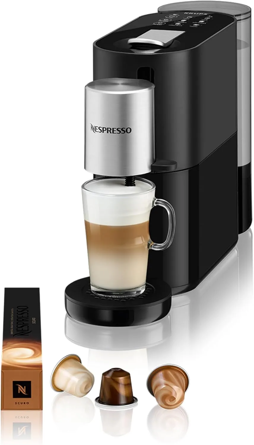 Bild von Krups XN8908 Nespresso Atelier Kaffeemaschine mit Milchaufschäumer und 1 L Wassertank in Schwarz und Silber