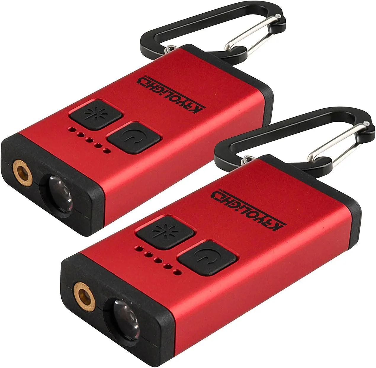 Bild von KryoLights 2er-Set Mini LED Taschenlampen mit Laserpointer, 3 Watt, 80 Lumen, dimmbar und aufladbar