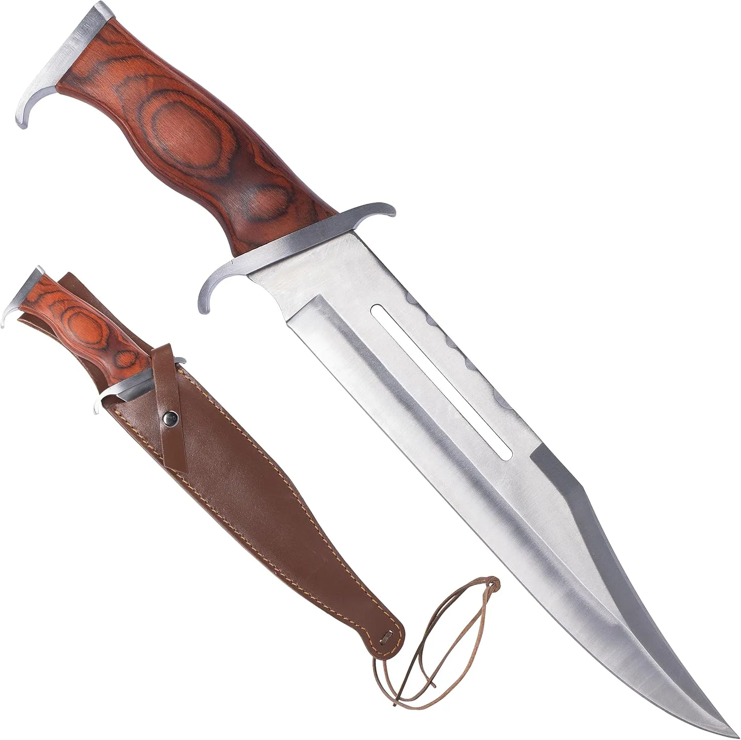 Bild von KS-11 Bärentöter Rambo III Messer für Outdoor und Jagd mit Holzgriff und Lederscheide
