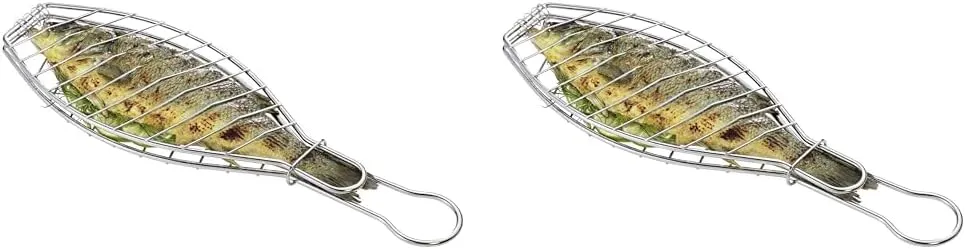 Bild von Küchenprofi BBQ Fischgrillzange Set mit 2 verchromten Zangen, 43 cm lang, ideal zum Grillen von Fisch