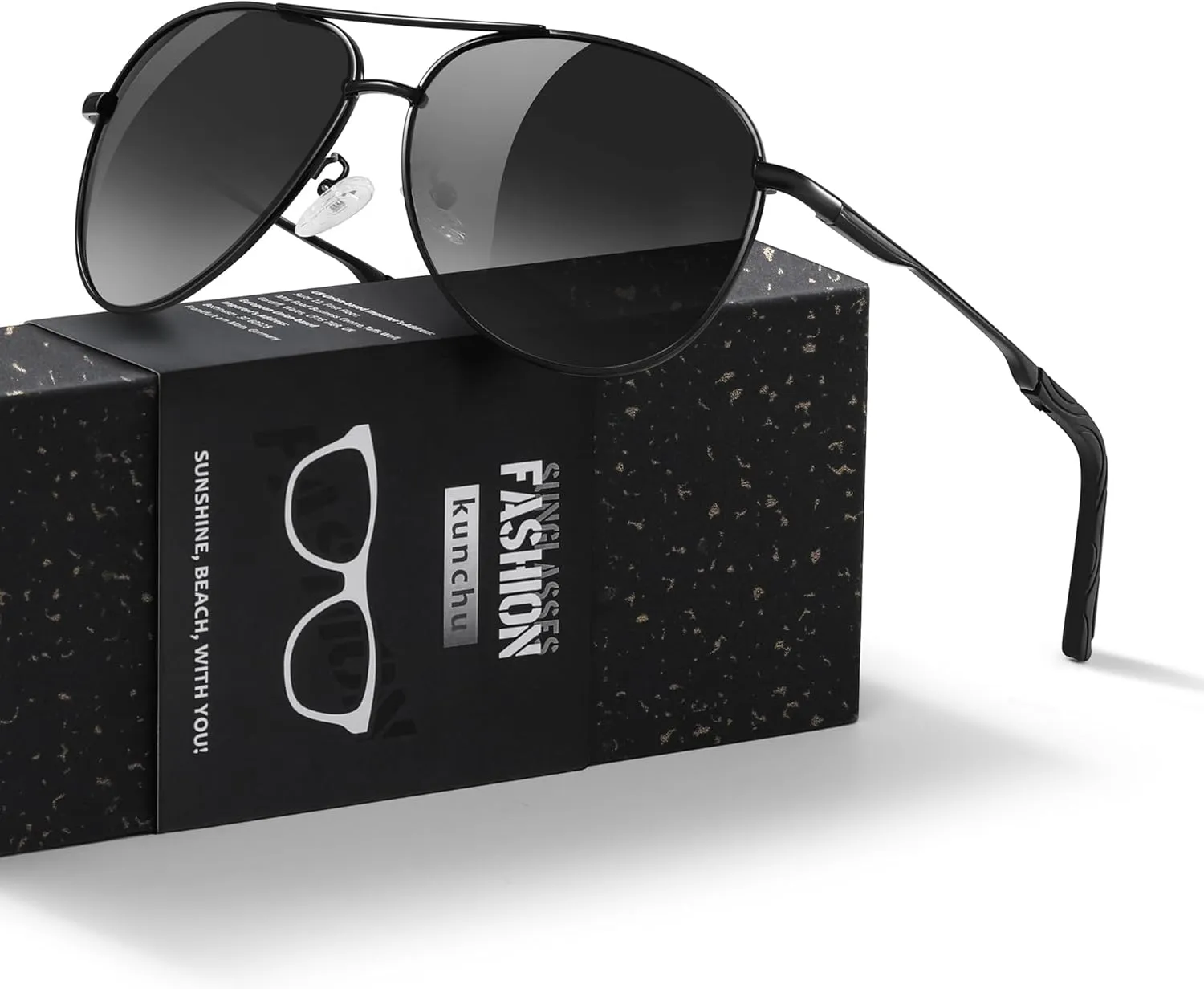 Bild von Kunchu Polarisierte Sonnenbrille UV400 für Herren und Damen mit rechteckigen, blendfreien Gläsern
