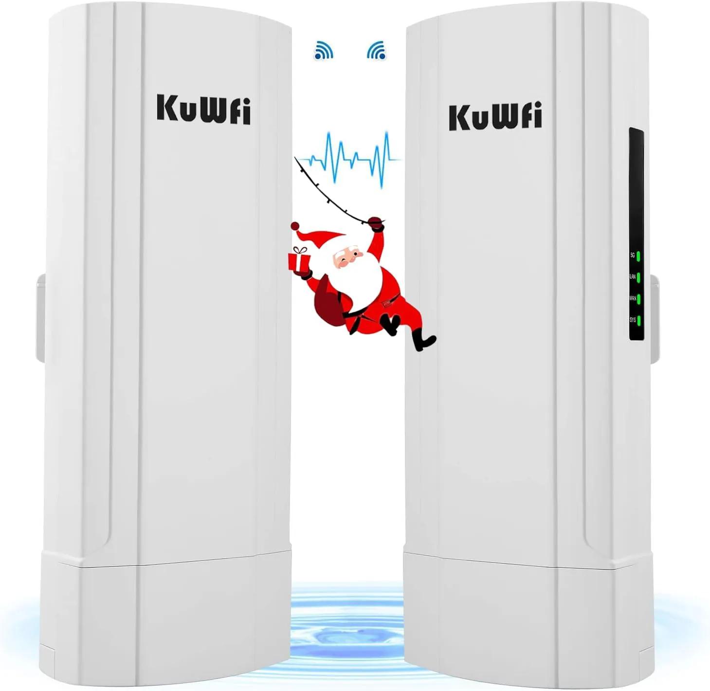 Bild von KuWFi Gigabit WLAN Bridge für Outdoor mit 6 km Reichweite, 16 dBi Antenne und 1000 Mbps LAN Port, inklusive PoE Adapter
