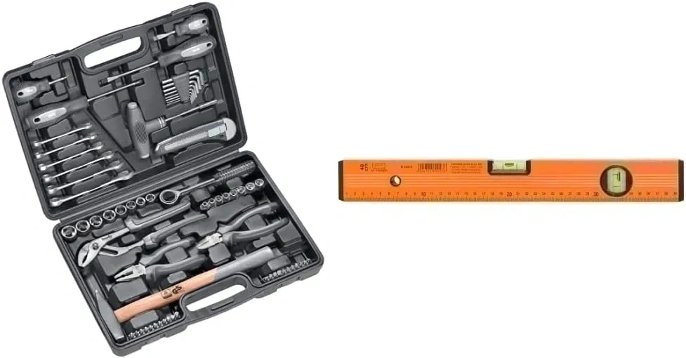 Bild von kwb Werkzeugkoffer aus Hartkunststoff mit CON:P Wasserwaage 40 cm und zwei Libellen, Artikelnummer B26914, in Orange