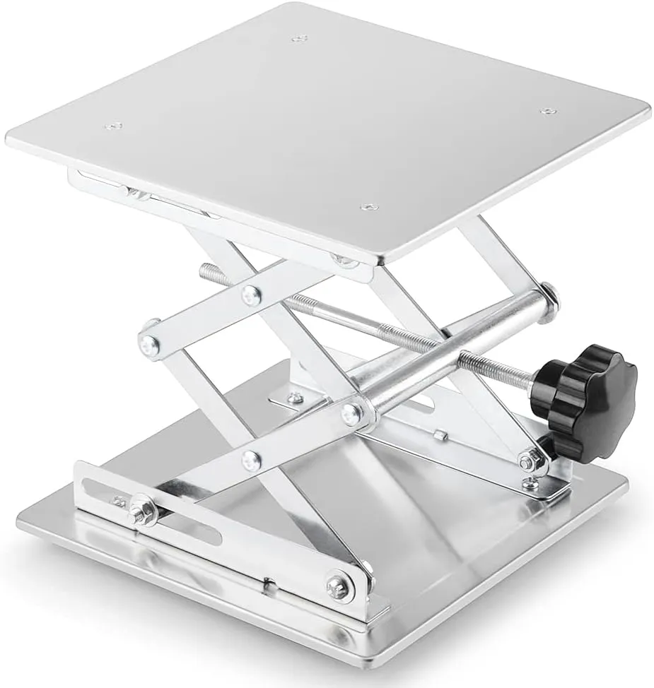 Bild von Labasics Laborhebebühne mit 300 x 300 mm, aus Edelstahl, erweiterbare Höhen von 100 mm bis 460 mm, für max. 25 kg Gewicht