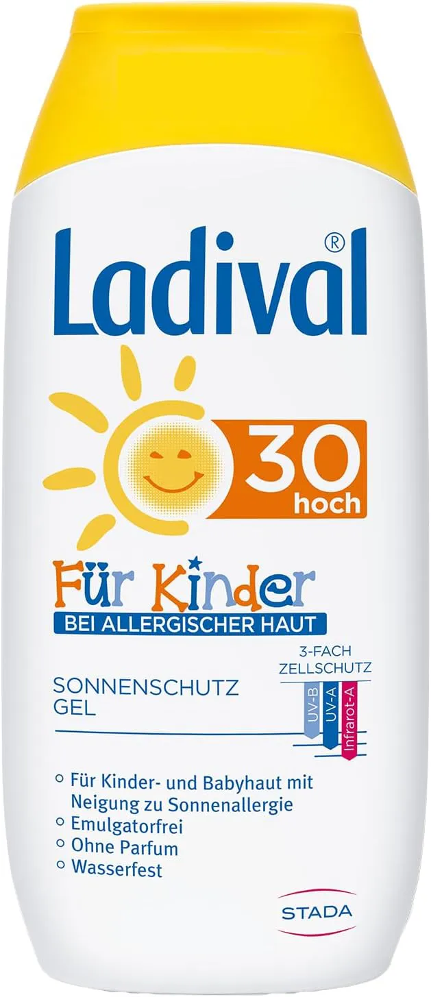 Bild von Ladival Kinder Sonnenschutzgel LSF 30 für allergische Haut, parfümfrei, ohne Farb- und Konservierungsstoffe, wasserfest, 200 ml