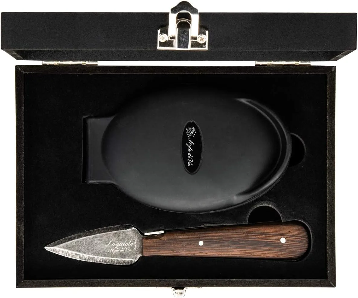 Bild von Laguiole Style de Vie Austernmesser Luxury Line aus Wengeholz mit Austernhalter