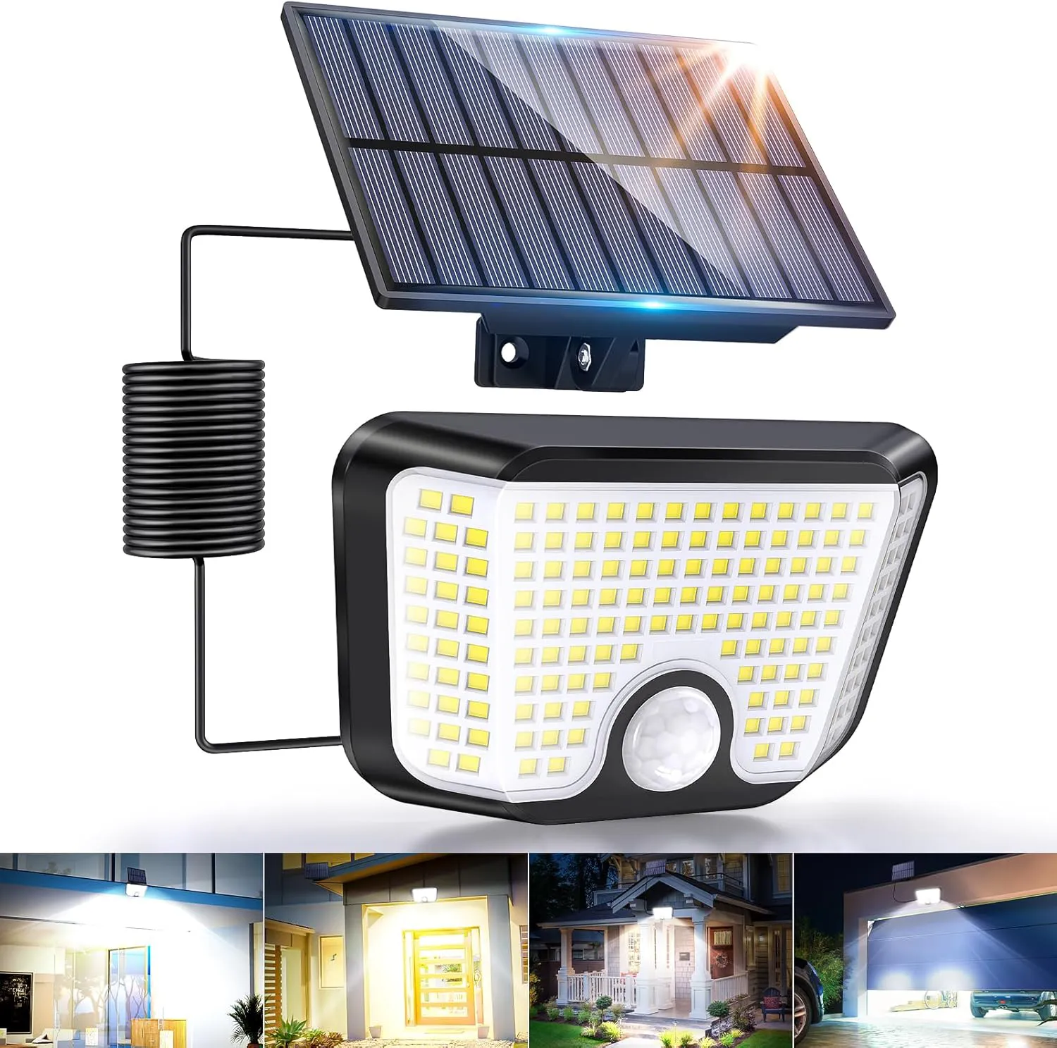 Bild von LaiTeny Solarlampe mit Bewegungsmelder für den Außenbereich, wasserdicht und winterfest, 270° Beleuchtungswinkel
