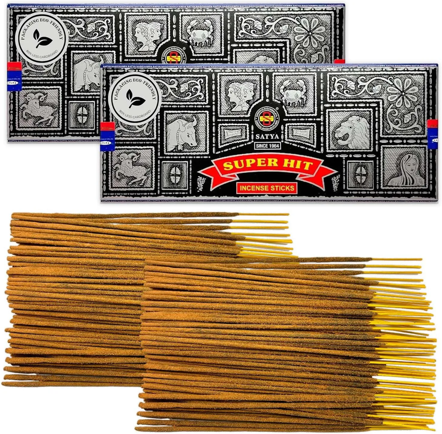 Bild von LAMARE Satya Super Hit Räucherstäbchen im 2er Pack mit insgesamt 100 g für Aromatherapie, Meditation und Yoga, umweltfreundliche Verpackung