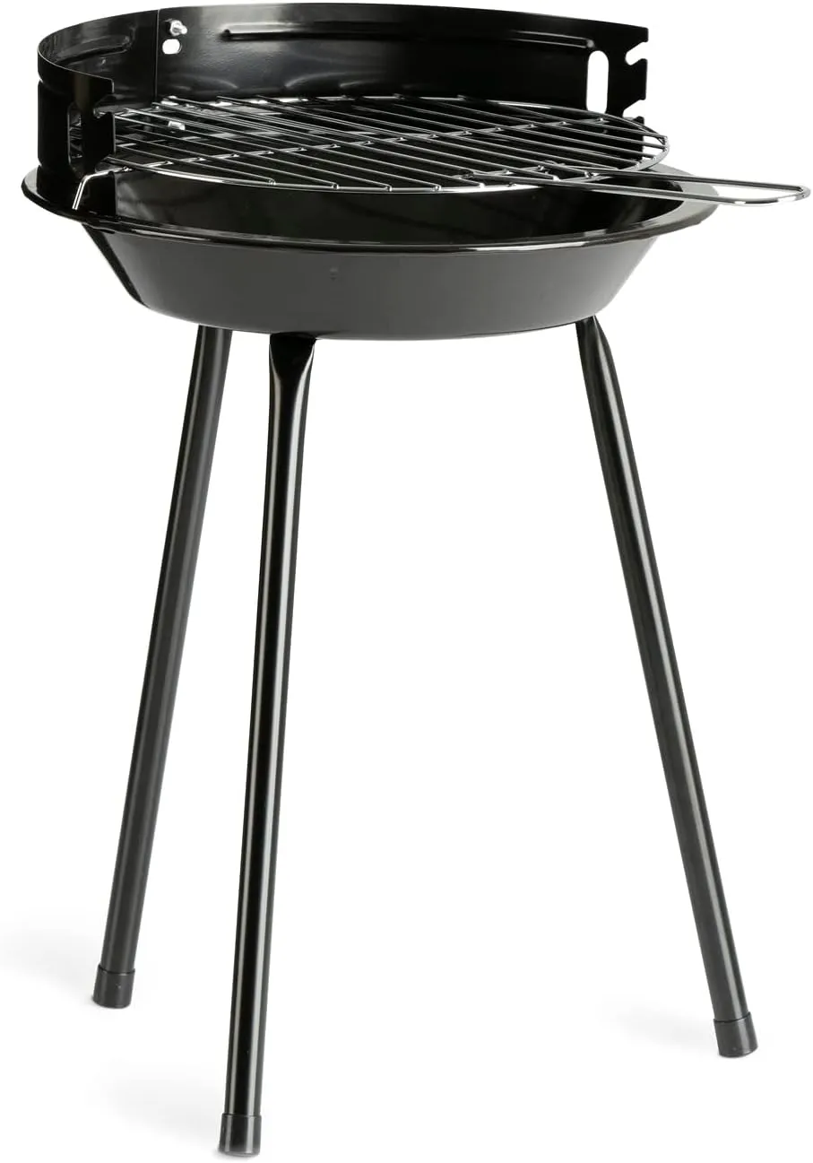 Bild von LANDMANN mobiler Holzkohle-Rundgrill für 2 bis 3 Personen mit 27 cm Durchmesser und praktischem Windschutz