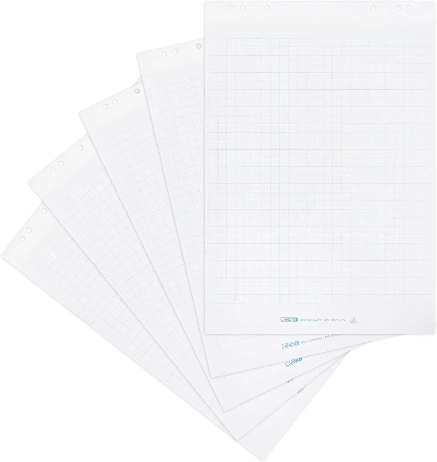 Bild von Landré Flipchart Papier kariert 20 Blatt pro Block 6 fach Lochung 5 Stück
