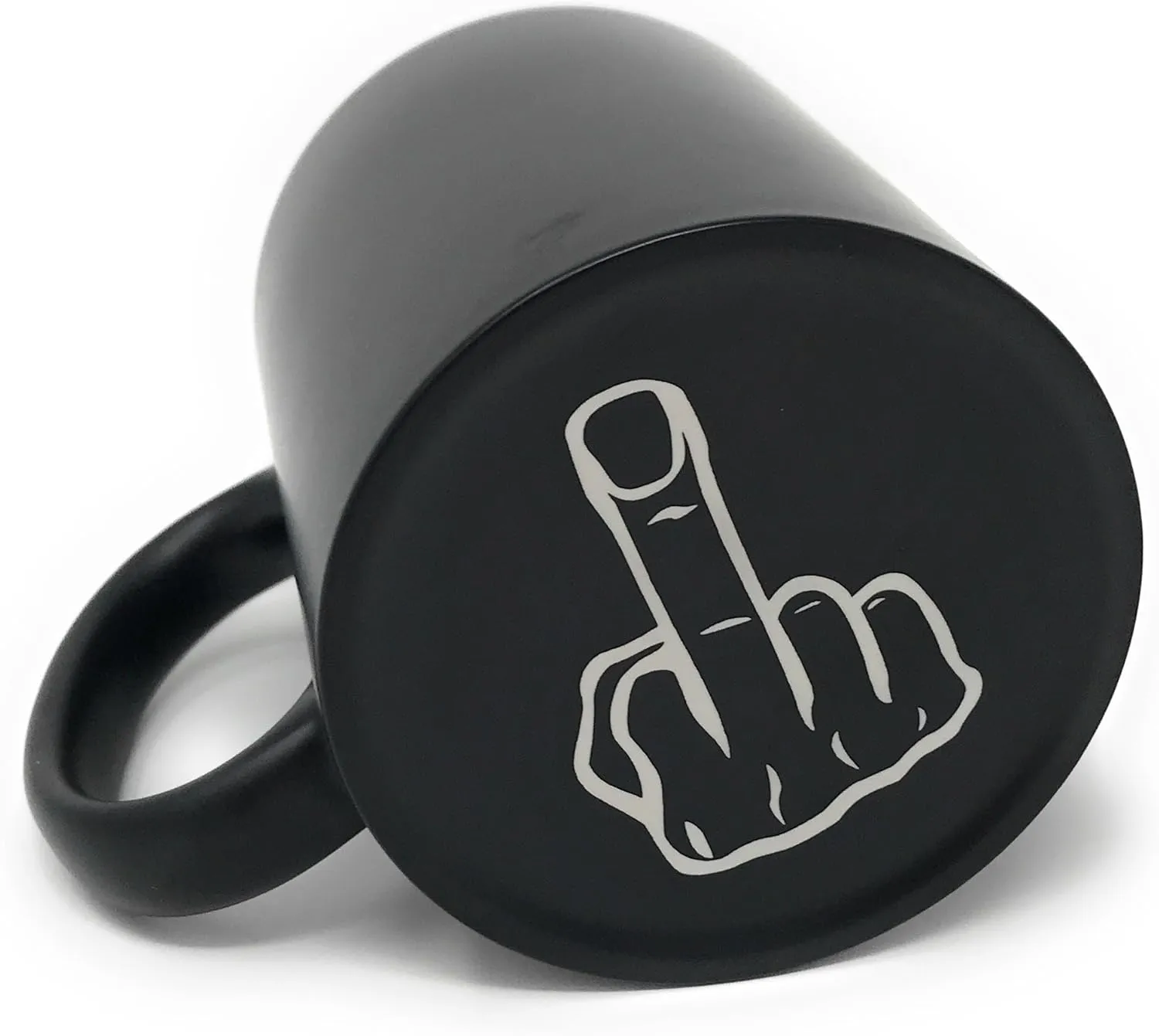 Bild von Laser Tattoo Kaffeetasse mit Mittelfinger-Design in Schwarz und Weiß