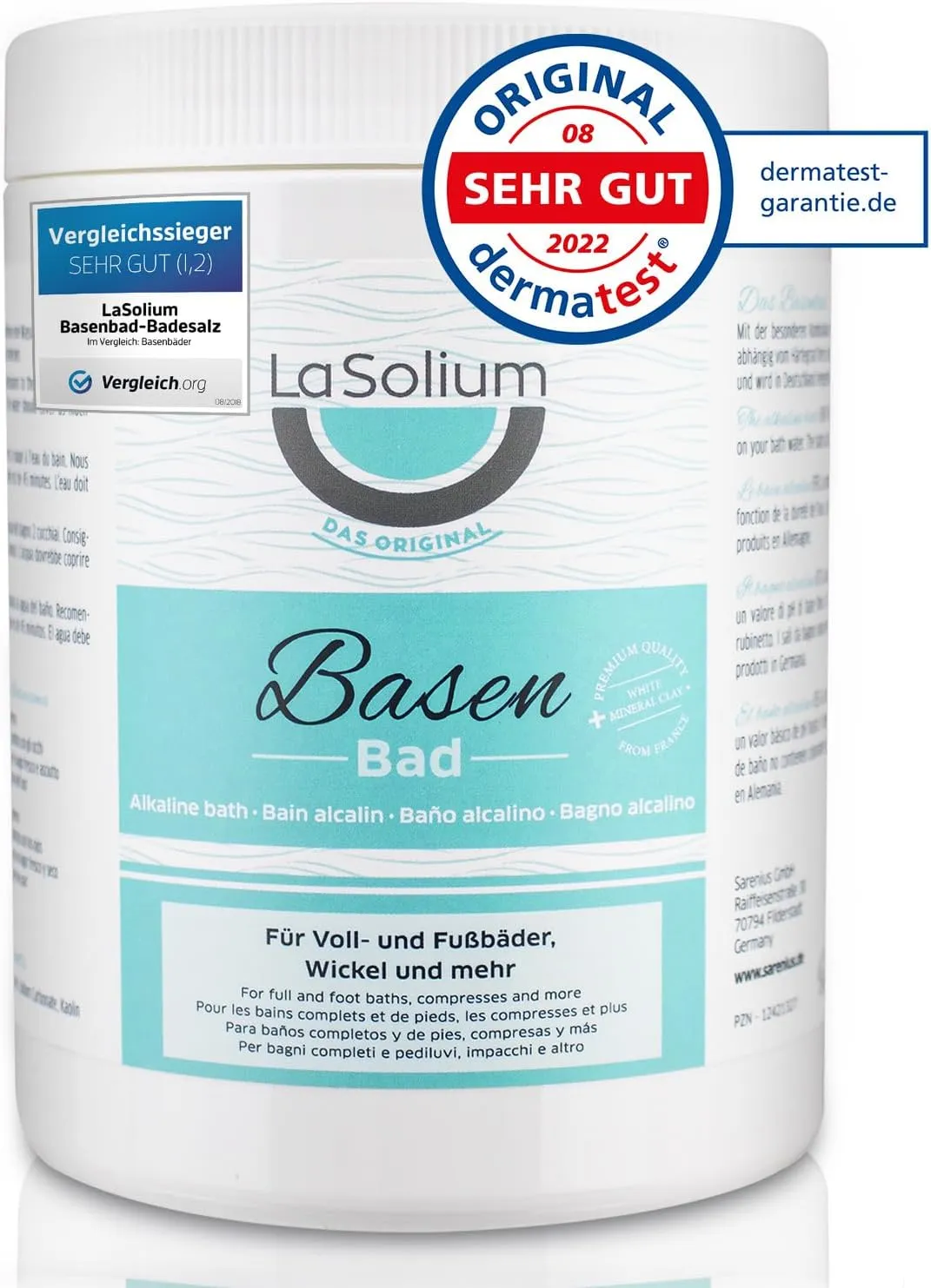 Bild von LaSolium Basenbad mit 650g basischem Badesalz zur Entsäuerung, DERMATEST sehr gut