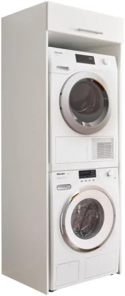 Bild von Laundreezy Waschmaschinenschrank in Weiß für Waschmaschine und Trockner, Maße 67,5 x 200 x 67,5 cm