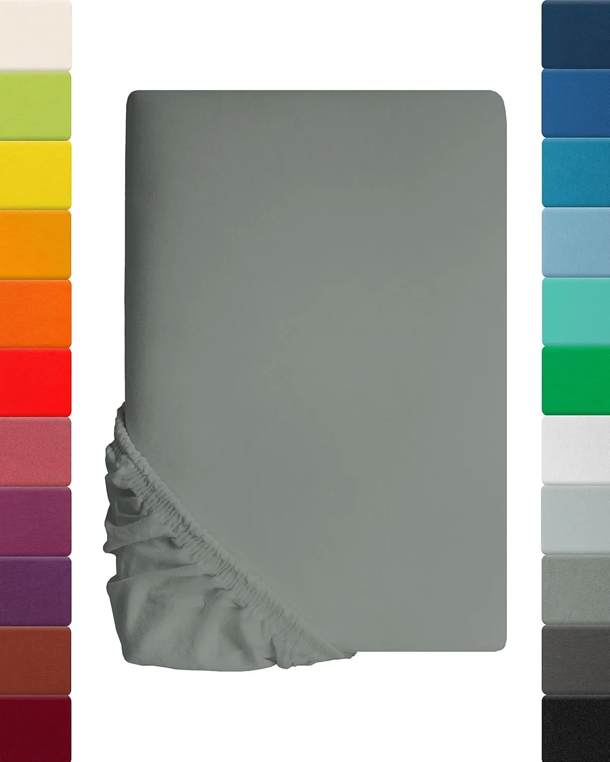Bild von Lavea Spannbettlaken in Mittelgrau 90x200 cm aus atmungsaktiver Baumwolle für Matratzen bis 20 cm mit Gummizug