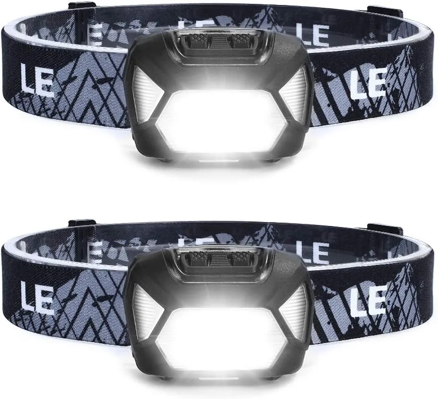 Bild von LE C500 Stirnlampe mit 1300 Lux und 6 Lichtmodi, spritzwassergeschützt, ideal für Camping und Joggen, im 2er Set